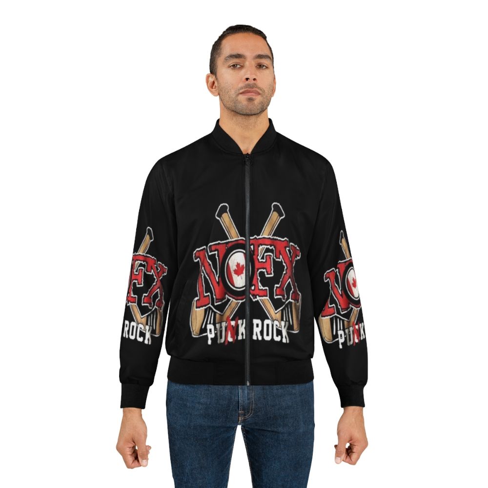 Vintage Rap Bomber Jacket with NOFX Hip Hop Graphic - Lifestyle