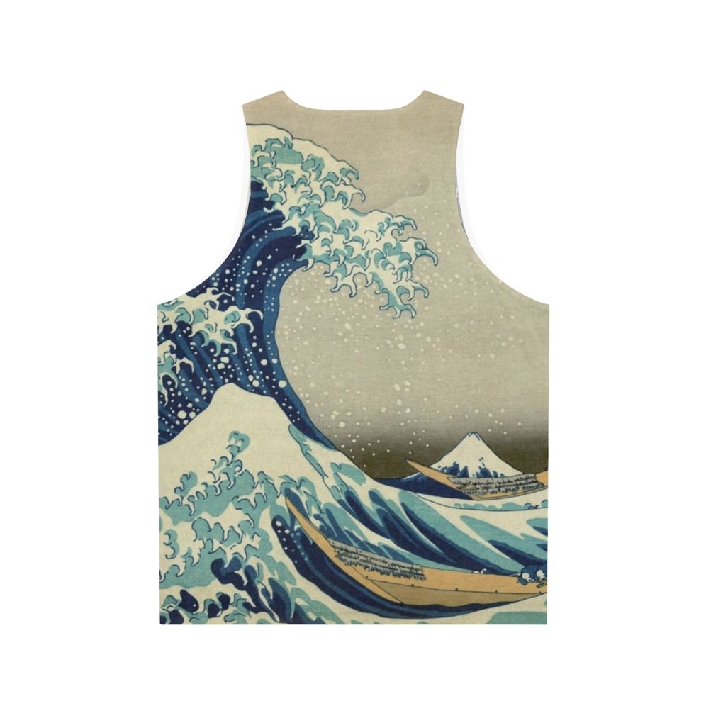 Unisex tank top featuring Hokusai's iconic Kanagawa Wave design - Back