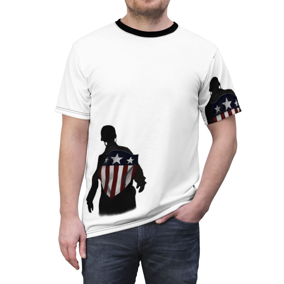 Patriotic Superhero Fan T-Shirt with "I Can Do This All Day" Design - men front