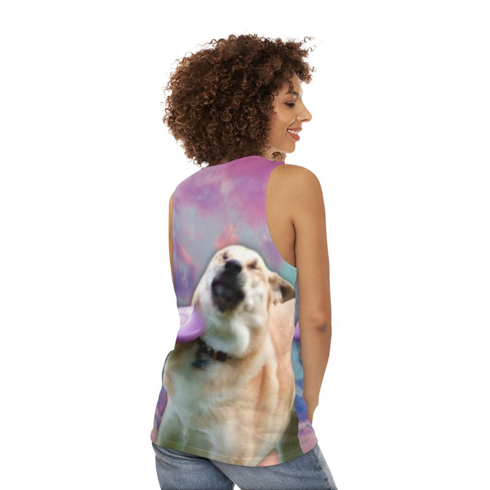 Doge frisbee vaporwave unisex tank top - women back