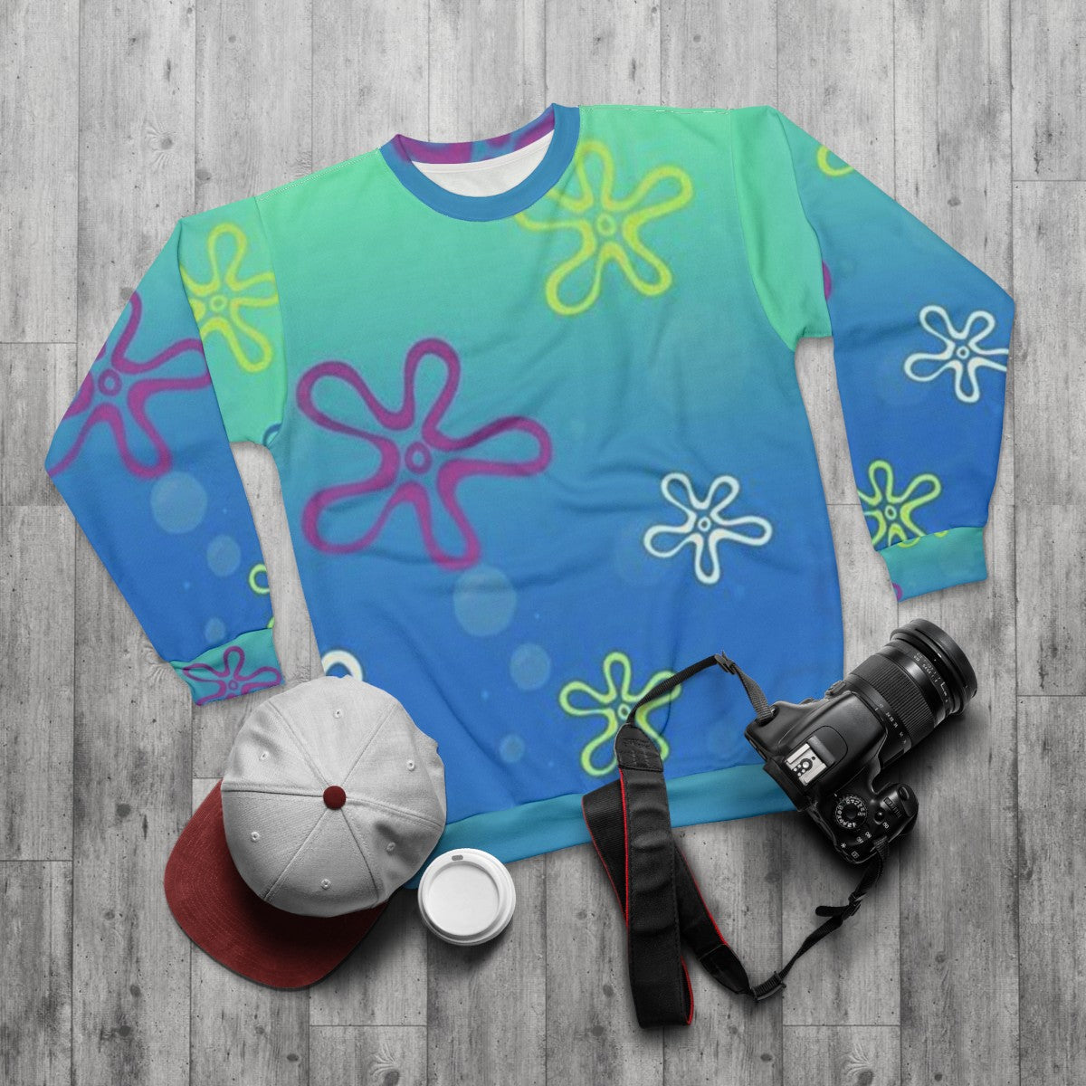 Spongebob Bikini Bottom Cartoon Sweatshirt - flat lay