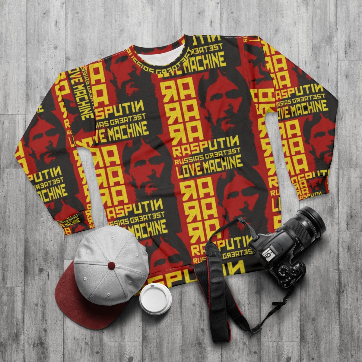 Rasputin "The Greatest Love Machine" Russia Communist Sweatshirt - flat lay