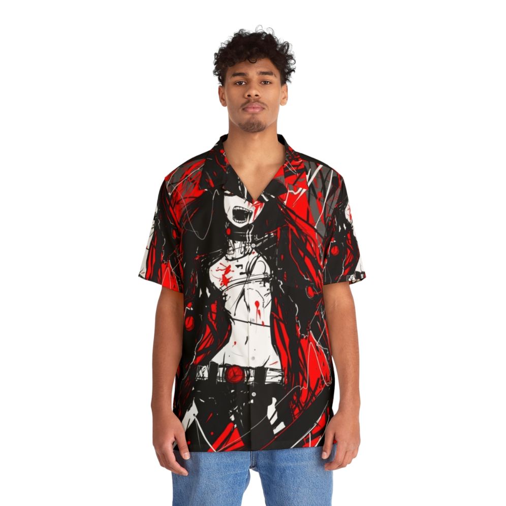 Demolition Hawaiian Shirt with Tropical Print Pattern - People Front