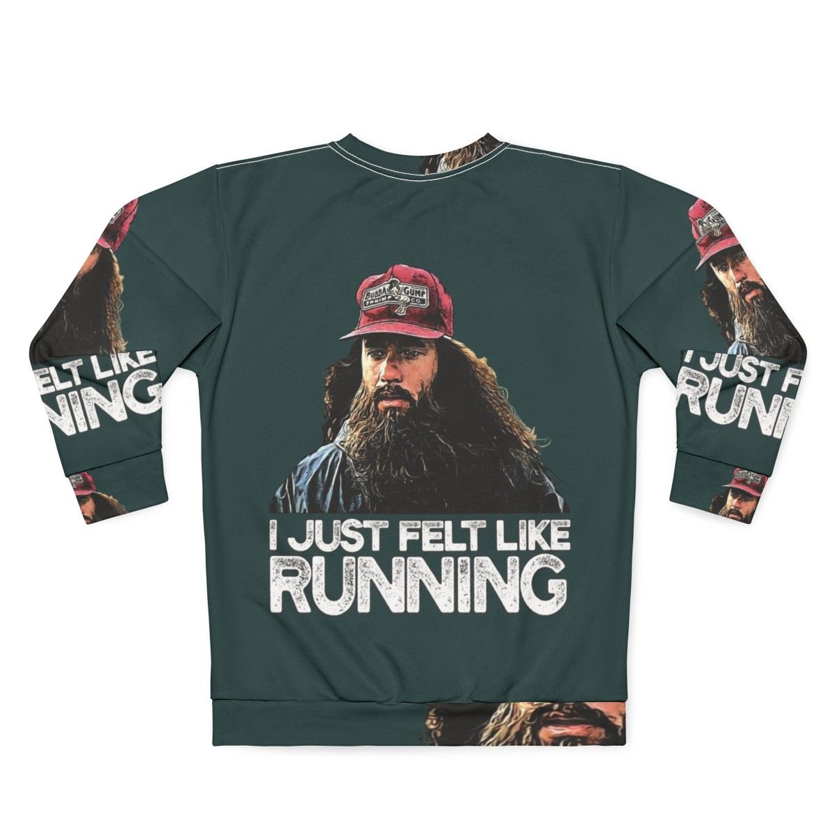 "I Just Felt Like Running" Forrest Gump inspired graphic on a cozy sweatshirt - Back