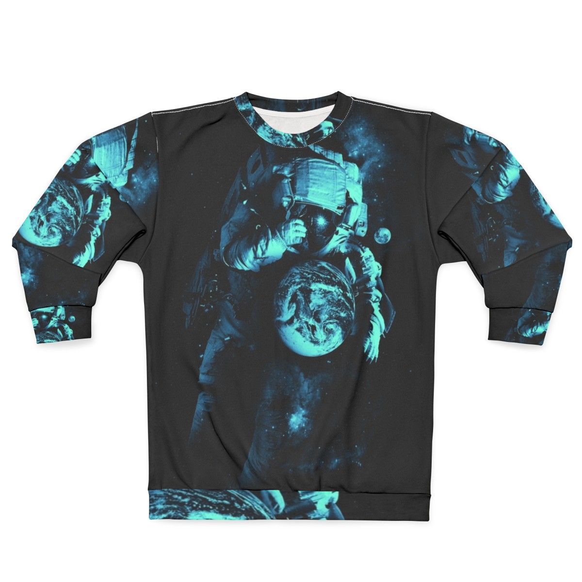 Cosmic intergalactic sweatshirt featuring surreal outer space design