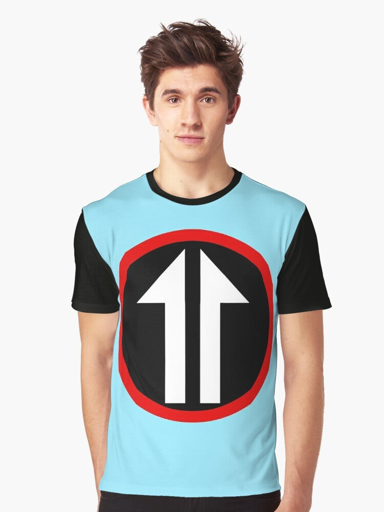 A vintage-inspired graphic t-shirt featuring The Who's Roger Daltrey and mod arrows from the 1960s. - Men