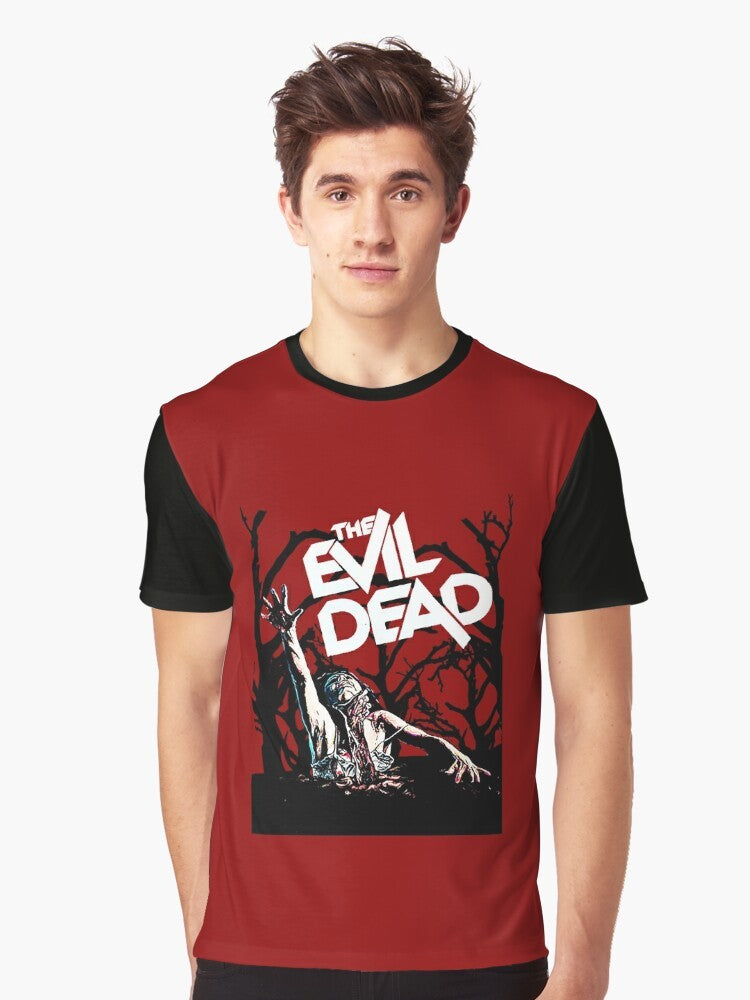 Evil Dead graphic t-shirt featuring Ash Williams and his iconic boomstick - Men