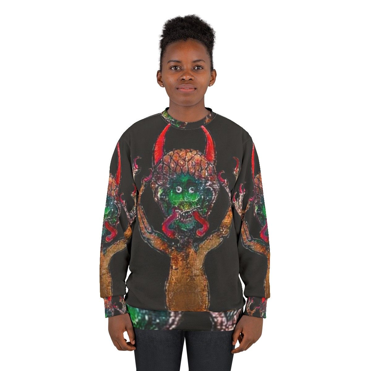 Medieval Codex Gigas Devil Sweatshirt with Mystical Manuscript Imagery - women