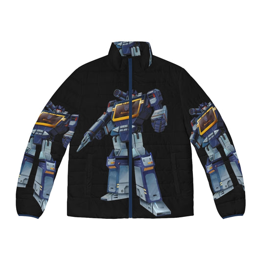 Masterpiece Soundwave Transparent Puffer Jacket with Transformers Decepticon Design