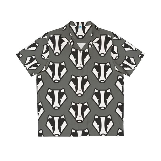 Badger-themed Hawaiian shirt with a gray and black design