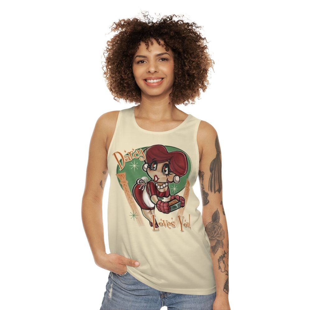 Unisex tank top with heart design in retro style - women