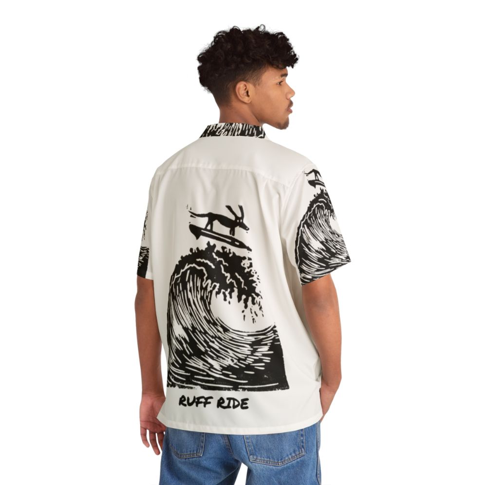 Ruff Ride Hawaiian Shirt featuring a dog in a Hawaiian print - People Back