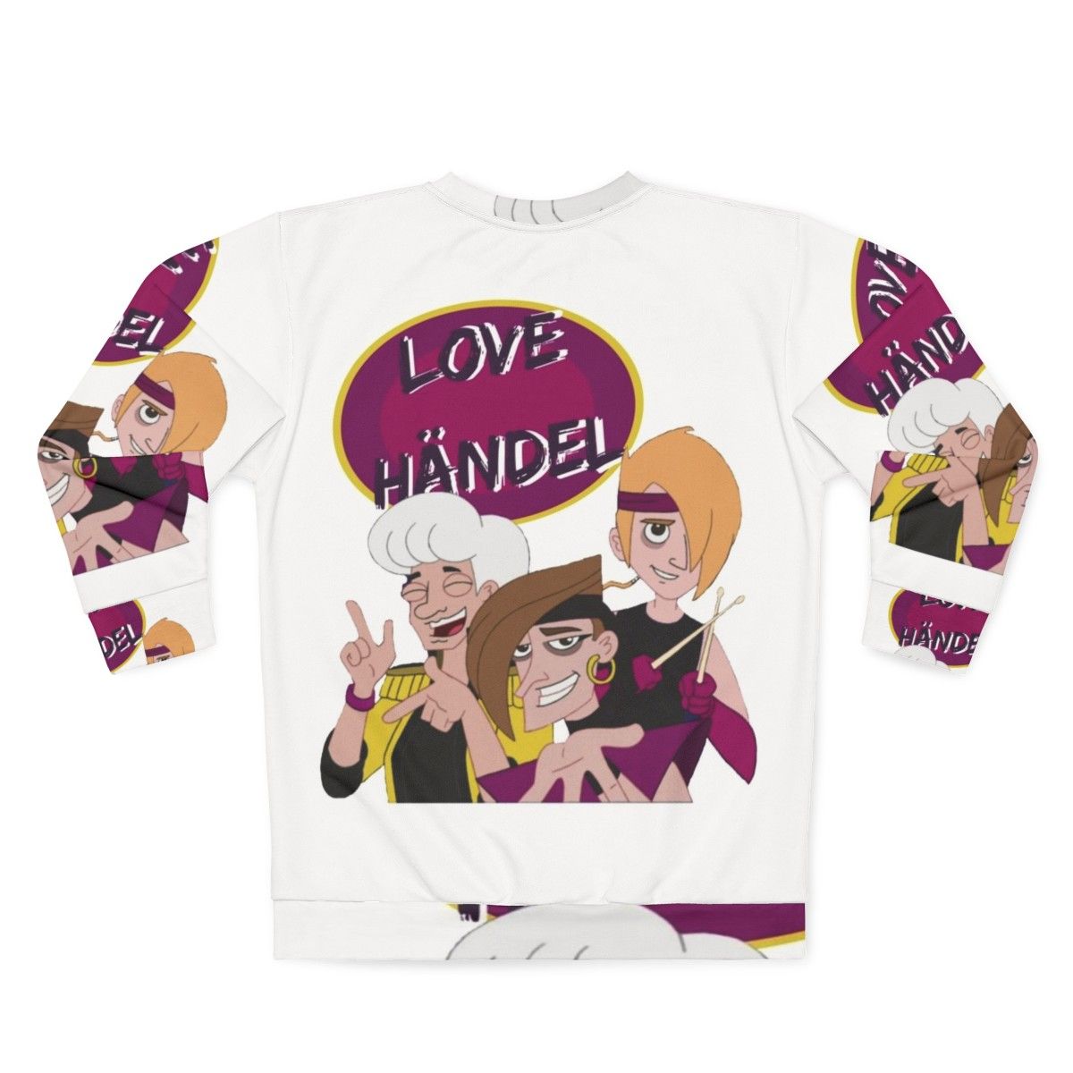 Love Handel Phineas and Ferb 80s Band Cartoon Sweatshirt - Back