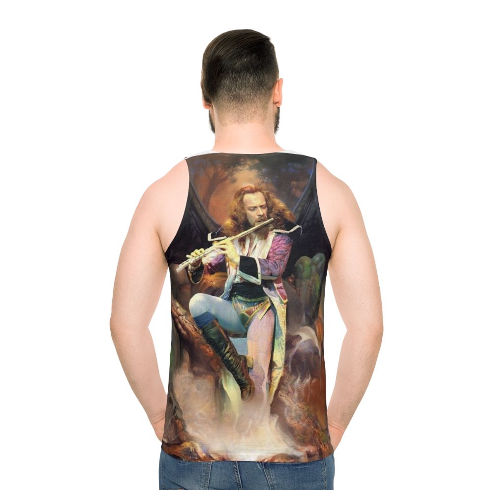 Jethro Tull inspired unisex tank top with "Songs From The Wood" design - men back