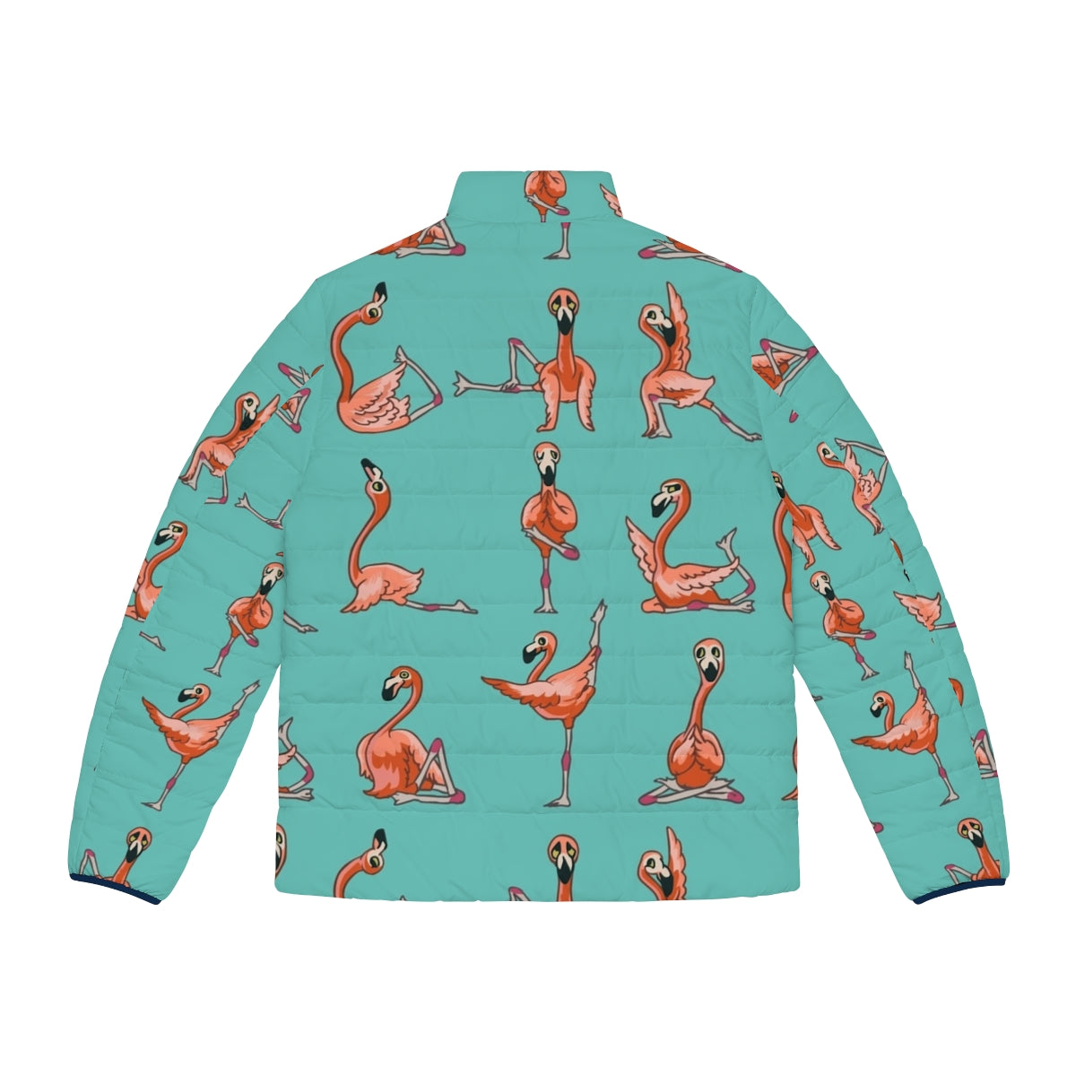 Flamingo Yoga Puffer Jacket - Motivational Activewear for Summer Workouts - Back