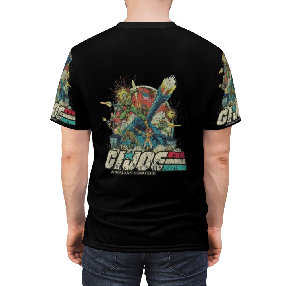 Retro-inspired graphic t-shirt featuring characters and symbols from the classic G.I. Joe series - men back