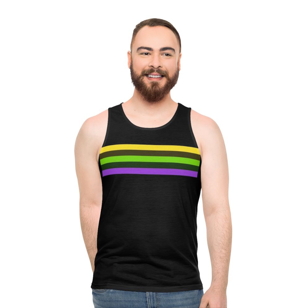 Unisex striped tank top with cat walk model design - men