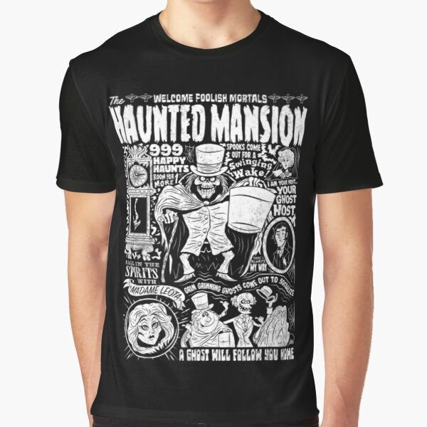 Haunted Mansion t-shirt featuring a spooky graphic design of a haunted house