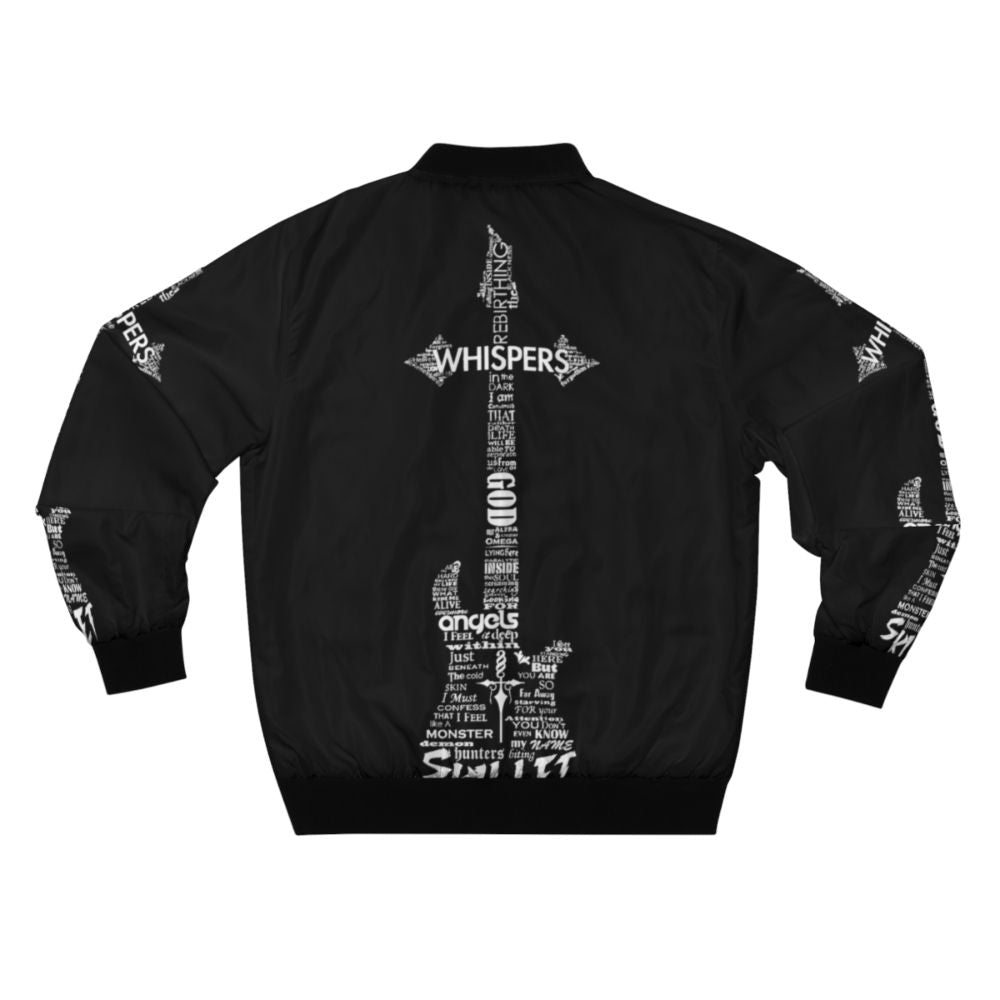 Skillet guitar typography printed on a black bomber jacket - Back