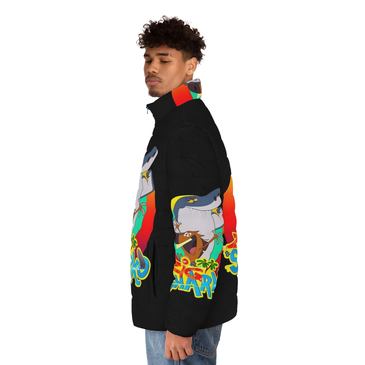 Zig and Sharko Games themed puffer jacket for kids - men side left