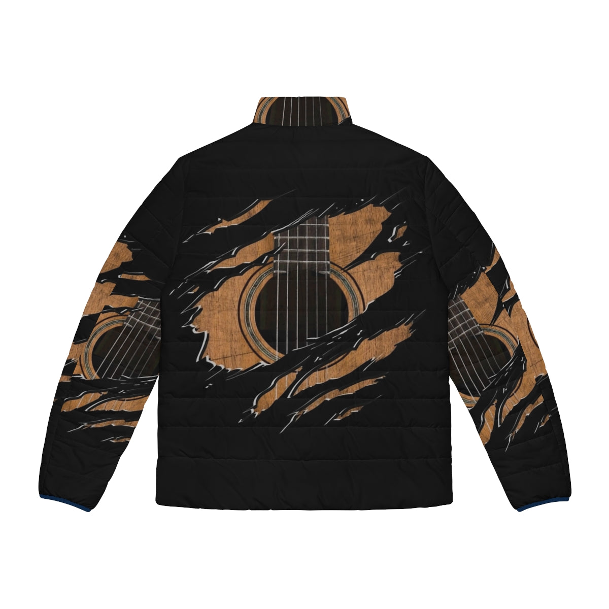 Rip Guitar Version 1 Puffer Jacket featuring a guitar graphic design - Back