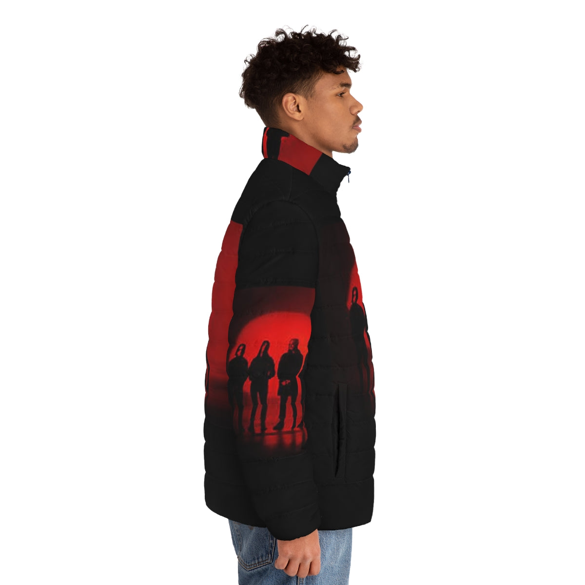 Castlevania inspired puffer jacket featuring a funny quote from the Netflix series - men side right