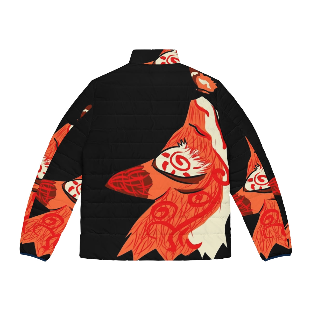 Kitsune spirit red fox puffer jacket with fall and autumn design - Back