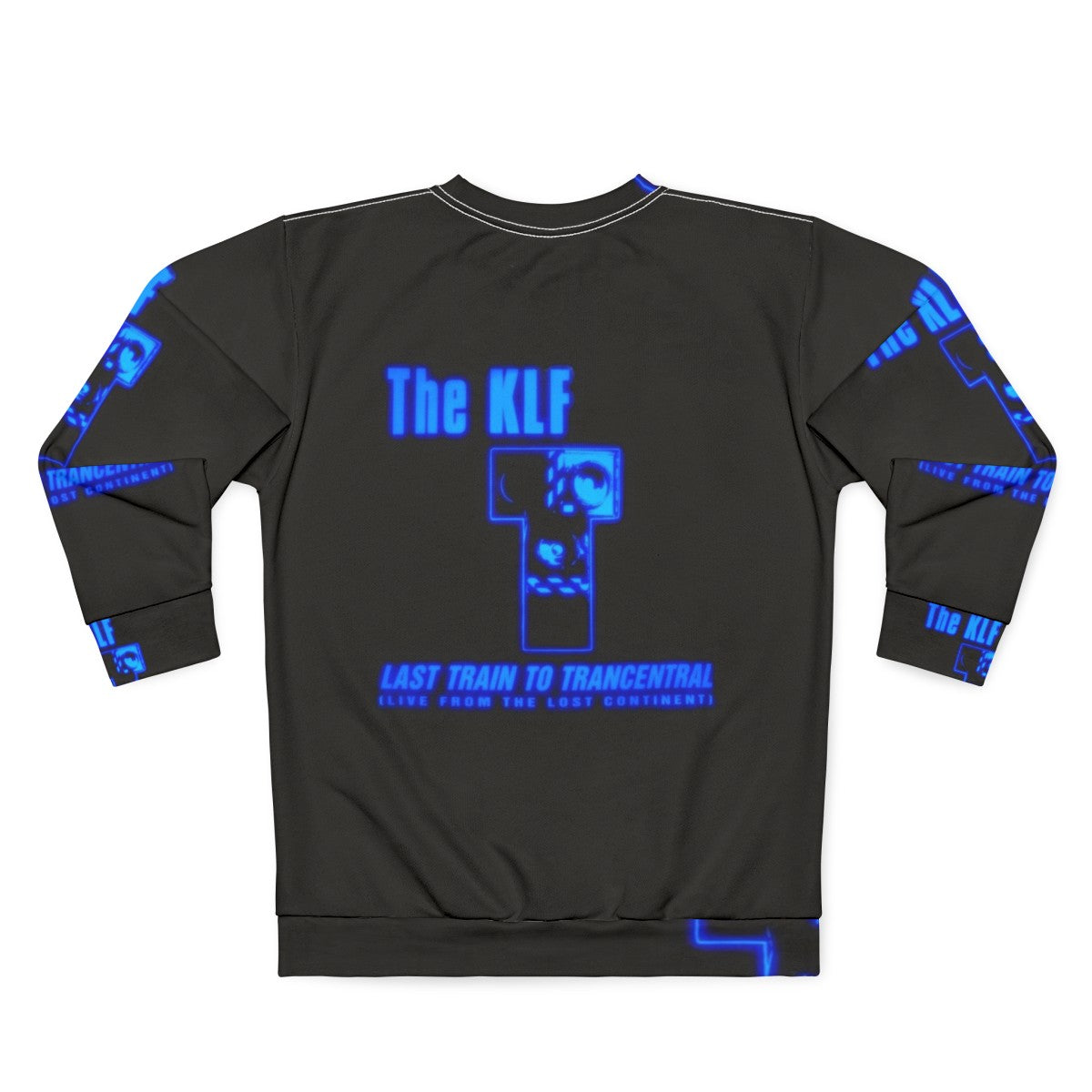 90s sweatshirt featuring The KLF "Last Train to Trancentral" design - Back