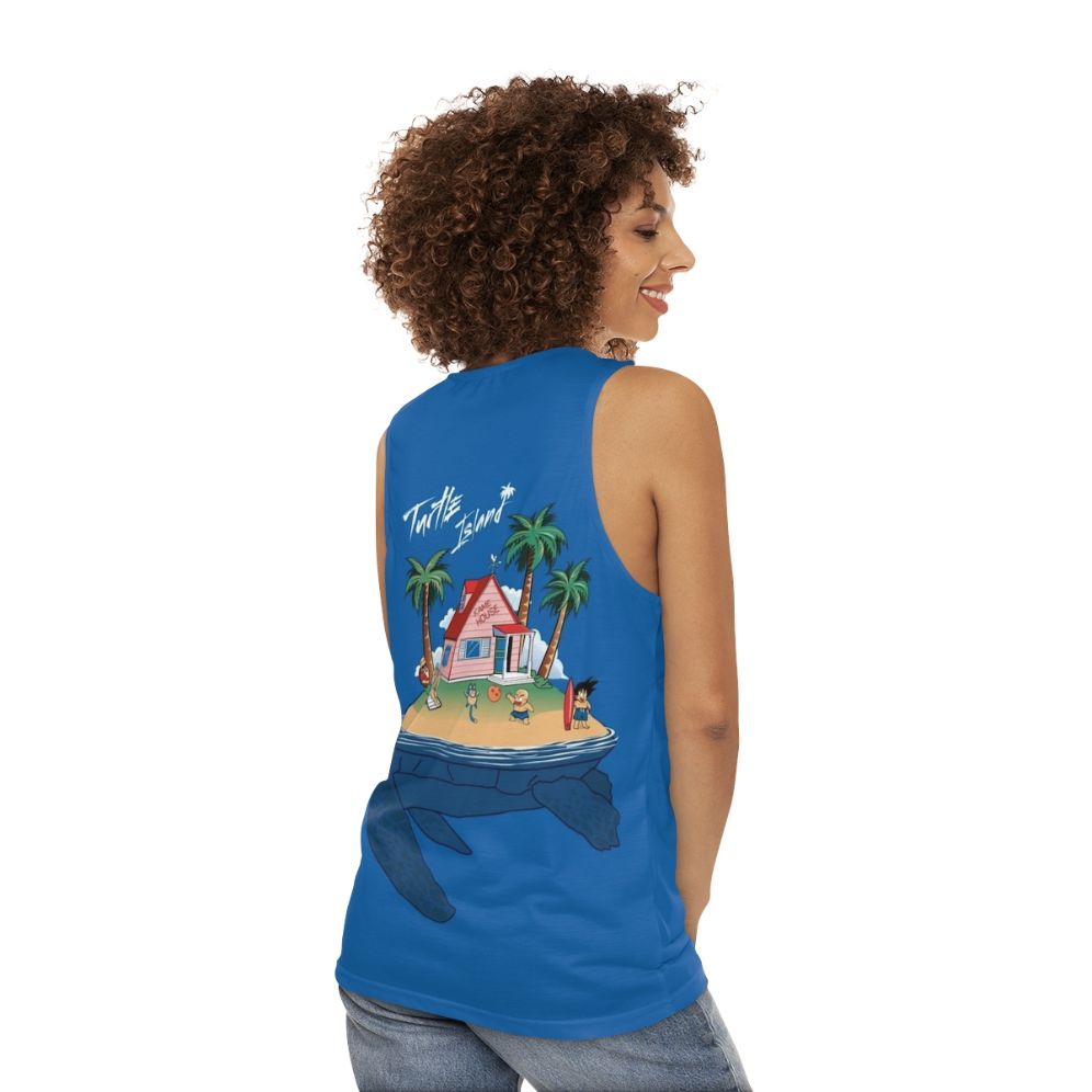 Unisex Turtle Island Tank Top - women back