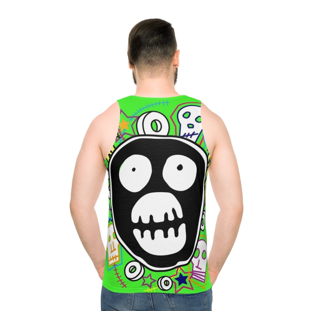 The Mighty Boosh logo unisex tank top - men back