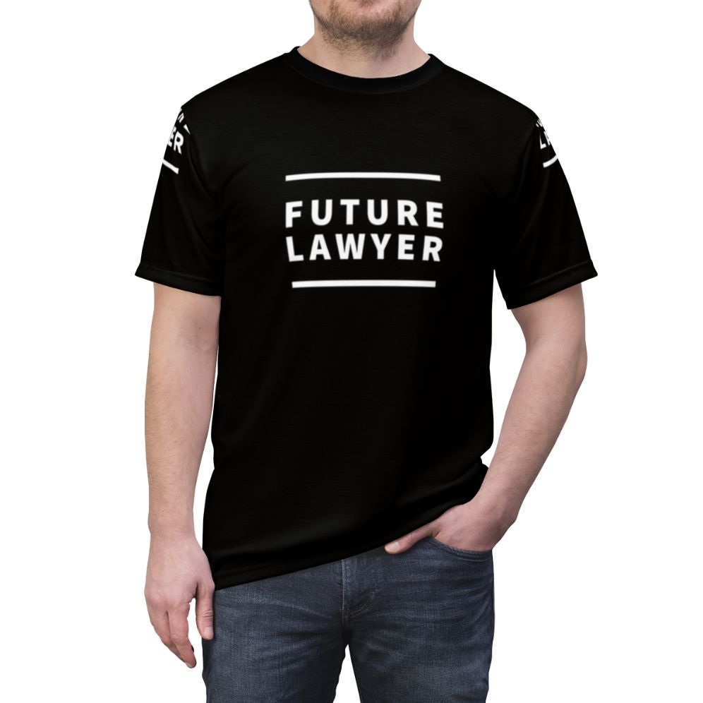 Stylish and inspiring women's t-shirt featuring the text "Note The Future Lawyer" - men front