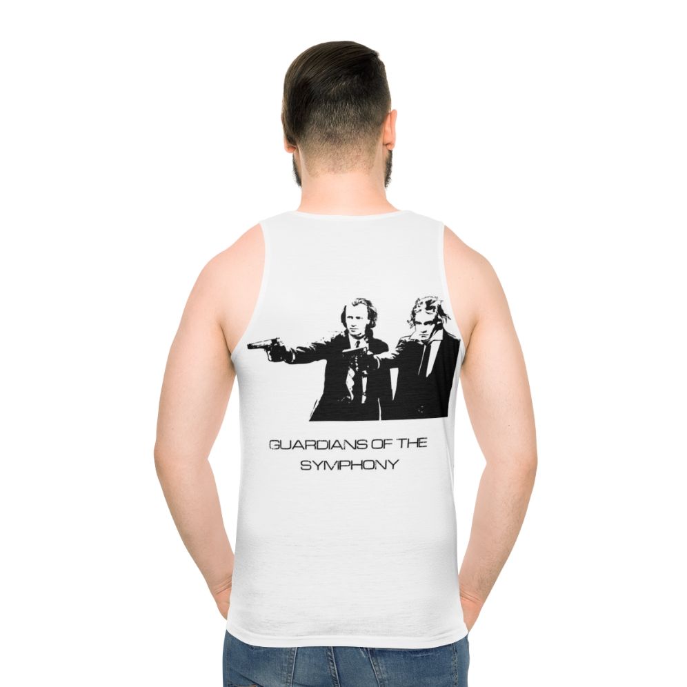 Unisex tank top featuring composers of the symphony orchestra - men back