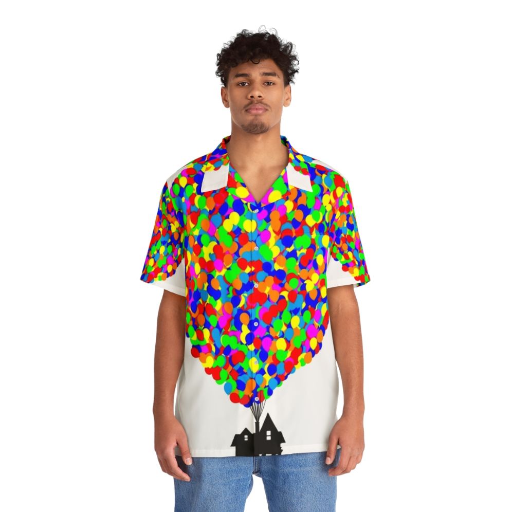 Up-inspired Disney Pixar Hawaiian shirt featuring balloons and characters - People Front