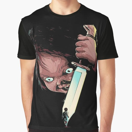 Chucky horror movie graphic t-shirt with the character from the classic film Child's Play