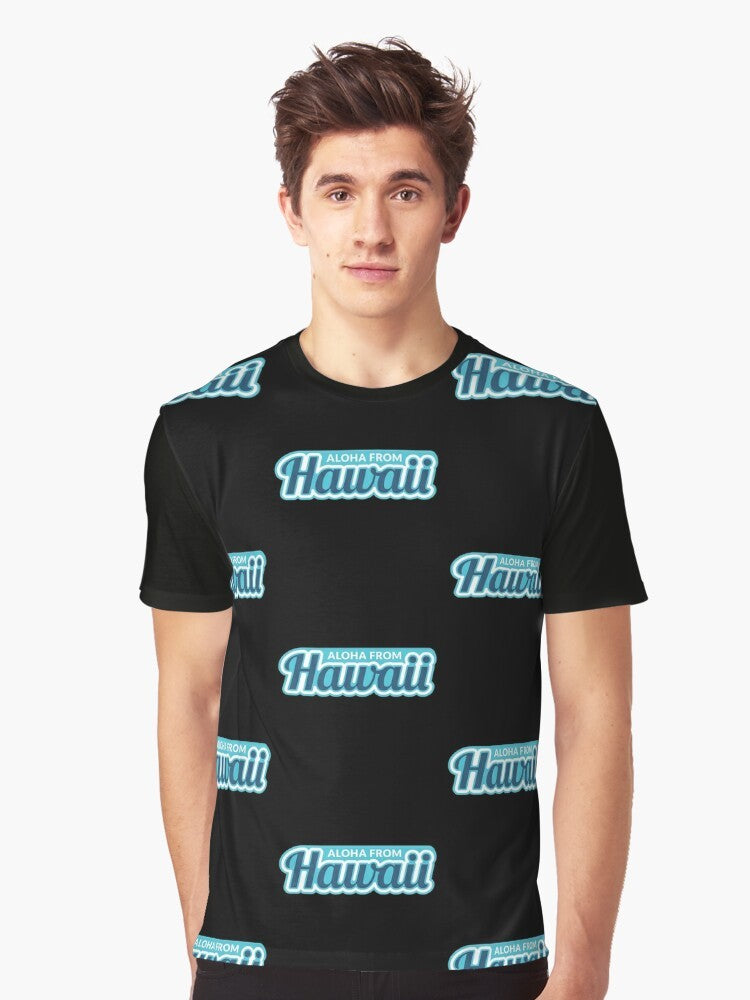 Aloha Hawaii graphic t-shirt with pineapple and beach design - Men