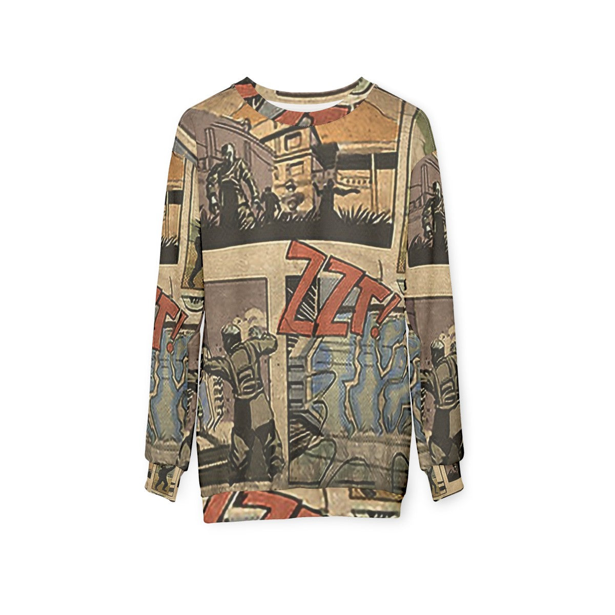 Zombies Loading Screen Comic Sweatshirt with COD Zombies theme - hanging