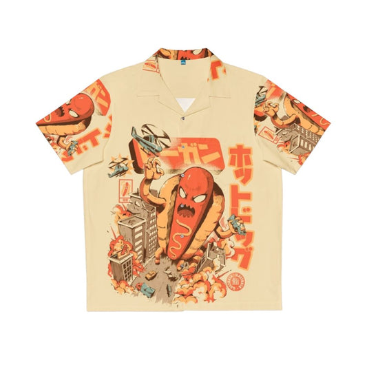 Hot Dog Hawaiian Shirt with Anime-Inspired Monster Artwork