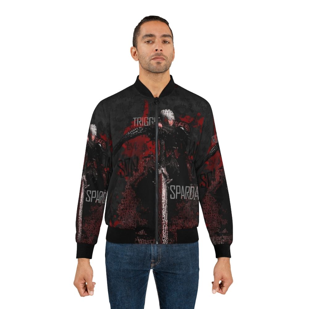 Devil May Cry Dante Demon Hunter Bomber Jacket featuring a modern art design with quotes and words - Lifestyle