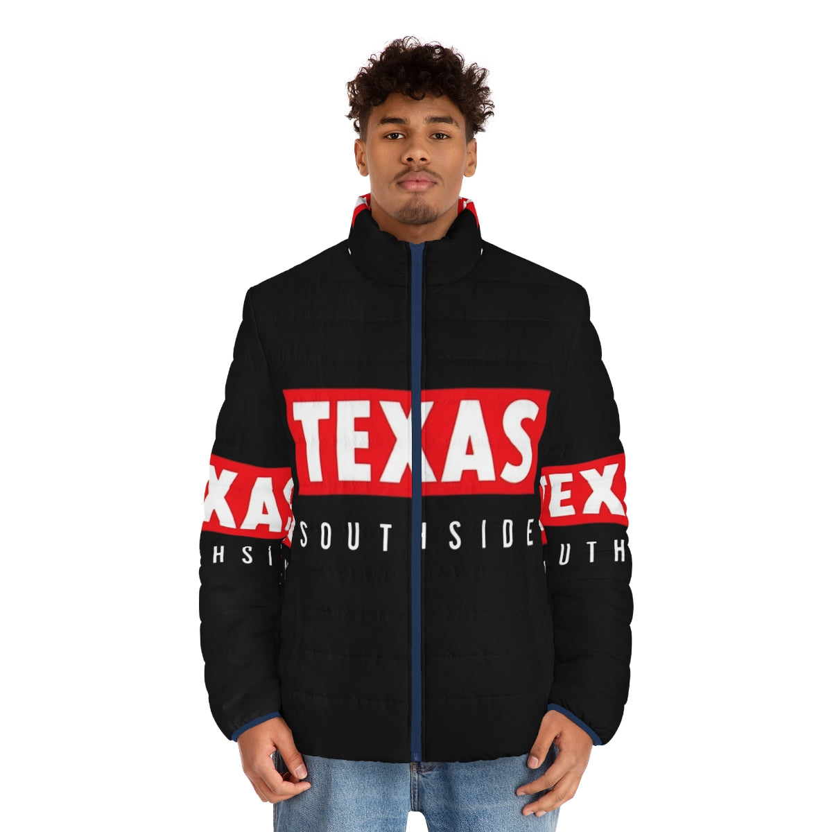 Southside Puffer Jacket featuring Texas music and band inspired design - men front