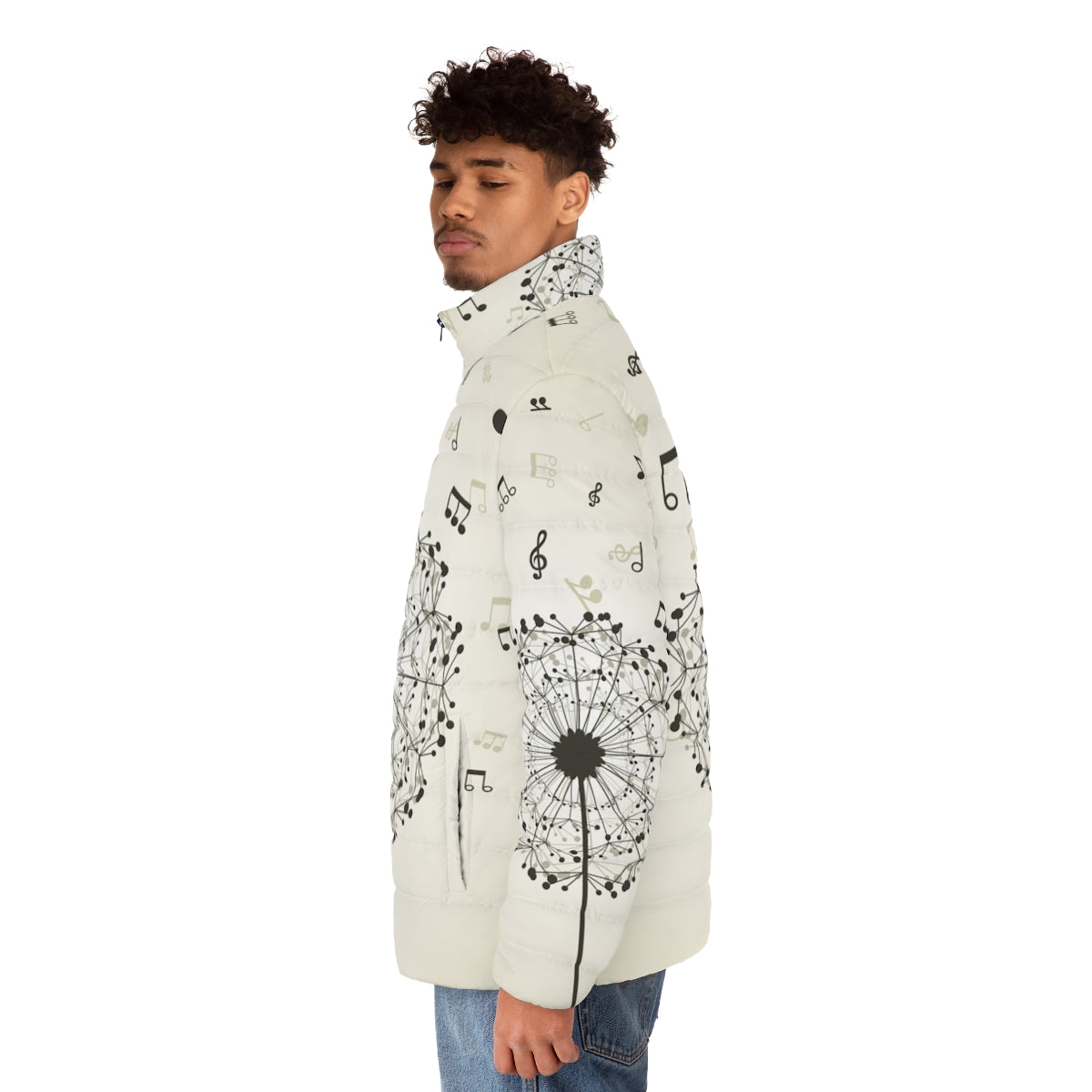 Dandelion puffer jacket with nature-inspired design - men side left