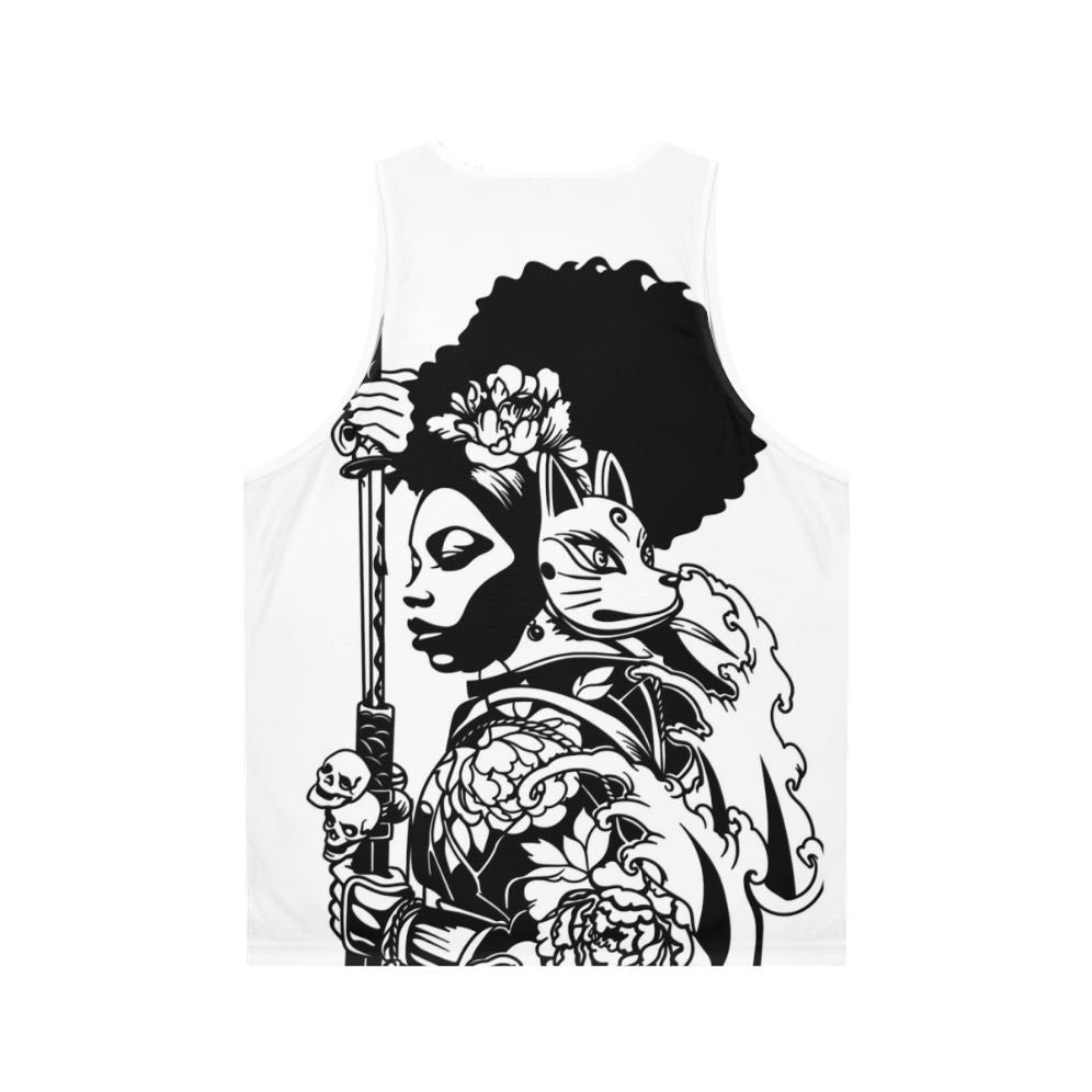 Unisex tank top featuring the design of Afua Asantewaa, a historical figure from black history - Back