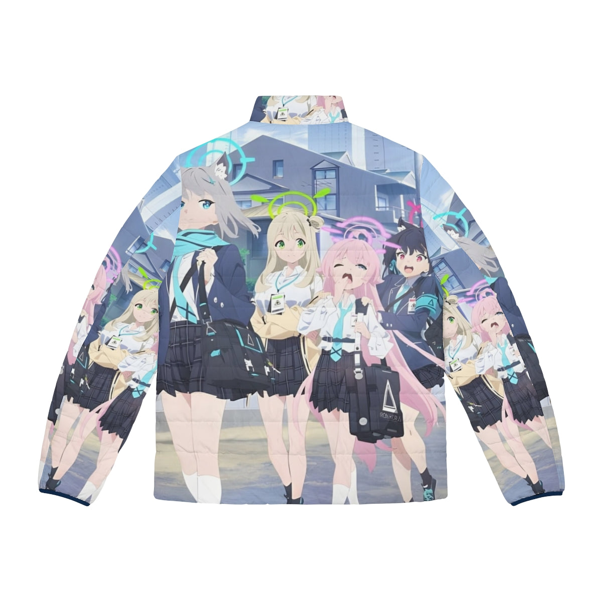 Blue Archive The Animation All-in-One Puffer Jacket featuring characters from the anime series - Back