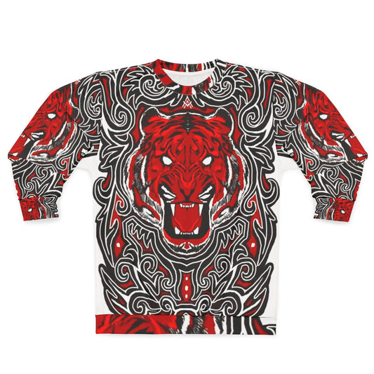 Batak Inspired Red Tiger Angry Monster Sweatshirt