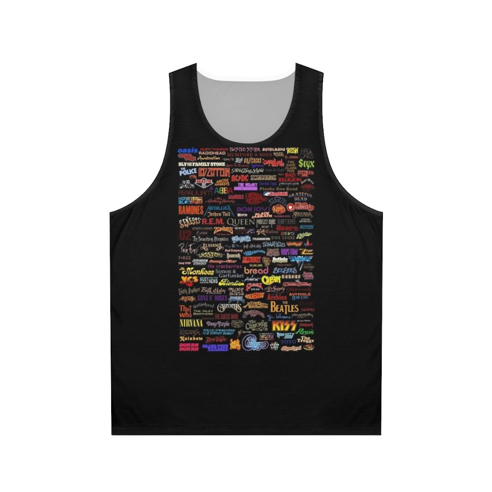 Vintage rock bands poster design on a unisex tank top