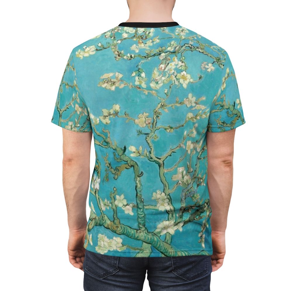 Almond blossoms inspired t-shirt featuring the iconic artwork of Vincent van Gogh - men back