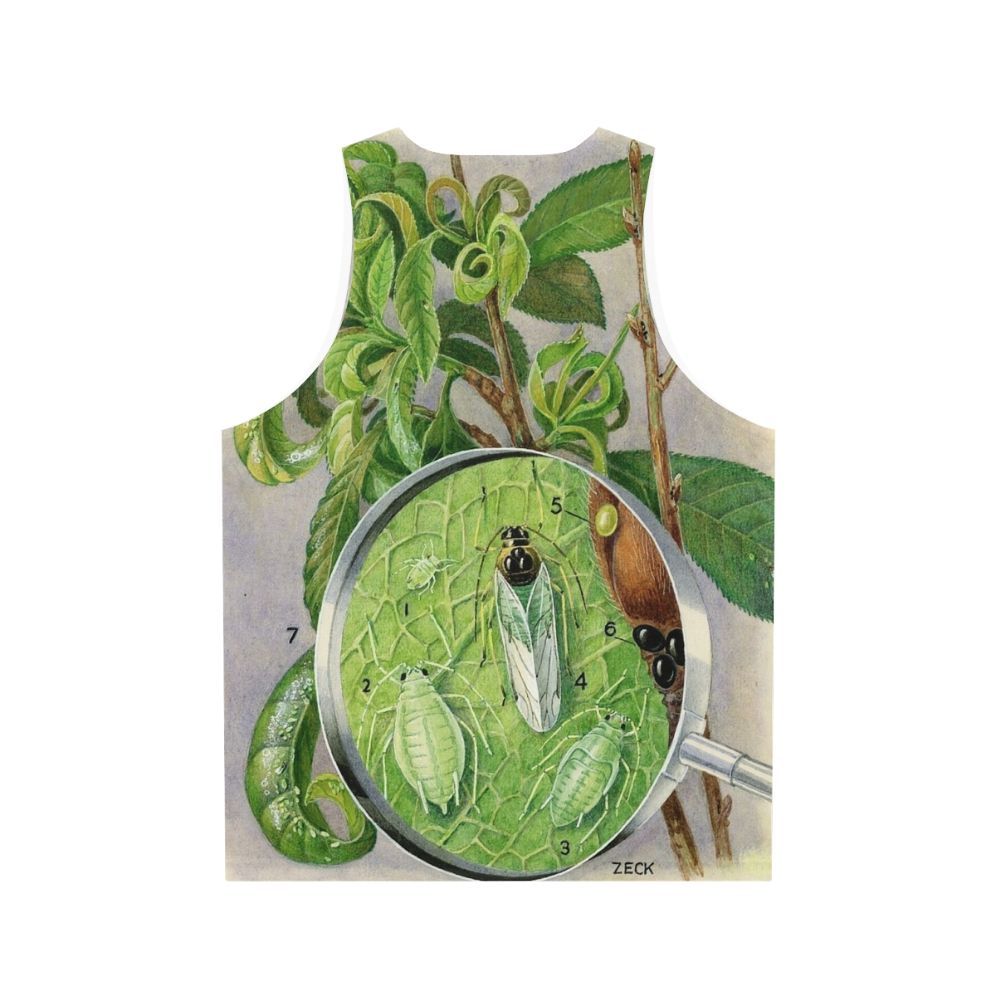 Green aphid botanical illustration unisex tank top - Back