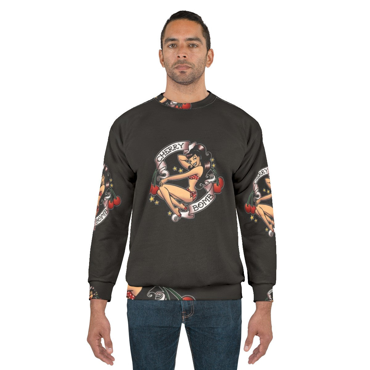 Rockabilly Cherry Bomb Retro Pinup Sweatshirt - men