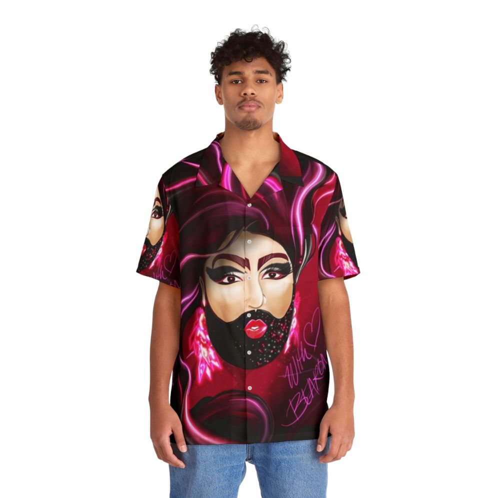 "Bearded Lady Drag Queen Hawaiian Shirt featuring Gay Bear Fan Art" - People Front