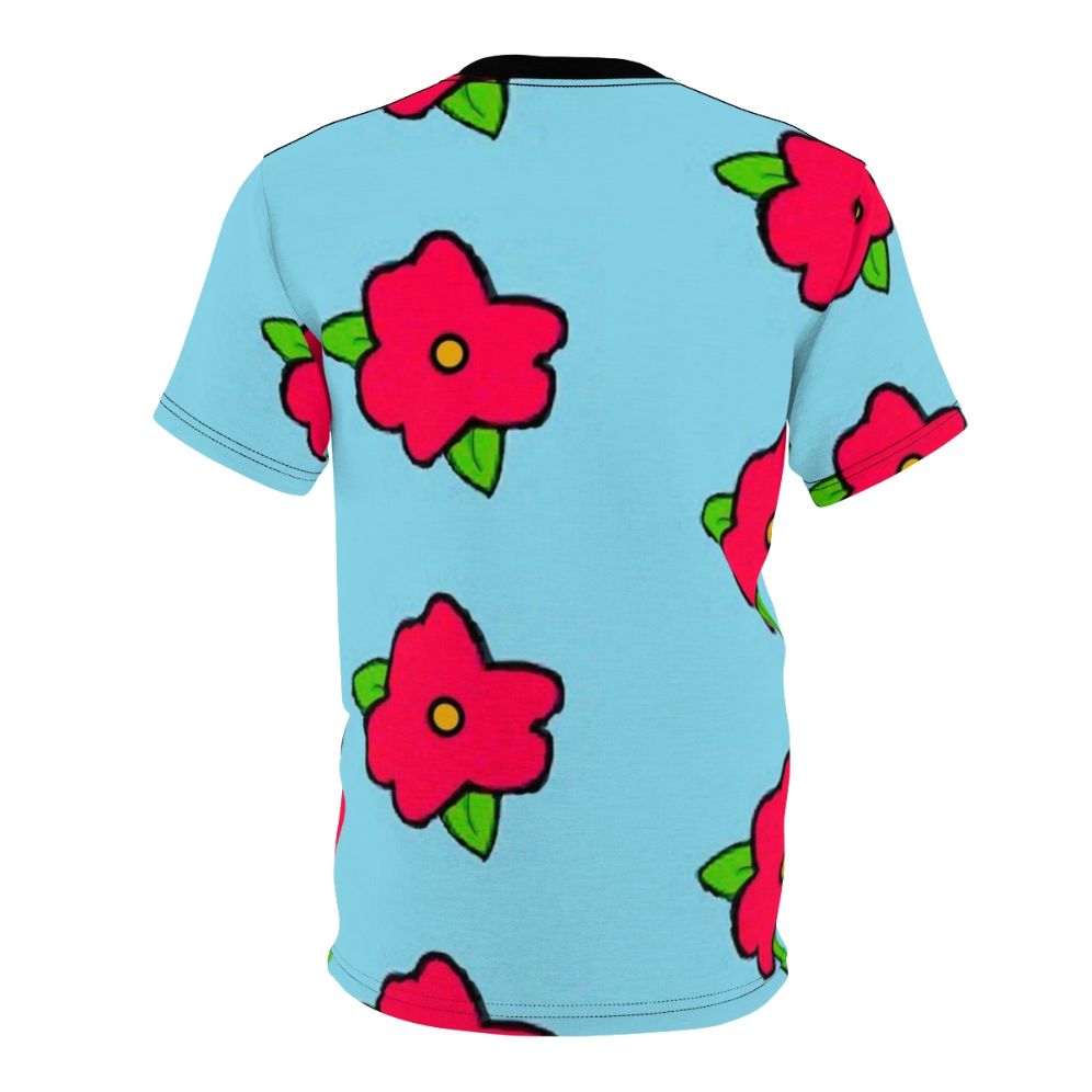 Oversized floral t-shirt featuring a cartoon depiction of Homer Simpson from the TV show The Simpsons. - Back