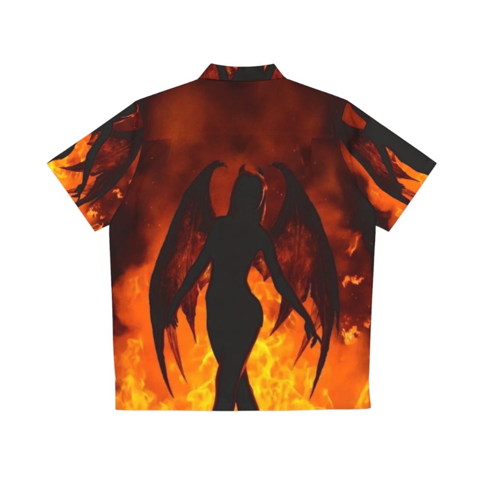 Demon Girl Hawaiian Shirt, Fire Girl Print - Back